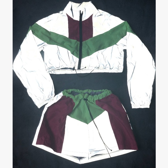 BALU Other - Reflective Long Sleeve CropTop Jacket & Shorts Set